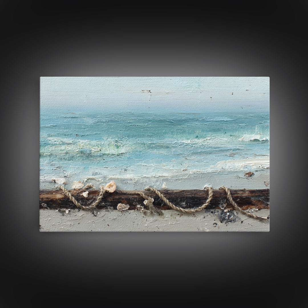 Moody Seascape for Dramatic Focal Point Framed Canvas Print, Living Room Art, Apartment Decor, Living Room Decor, Living, LIR-3x2-10