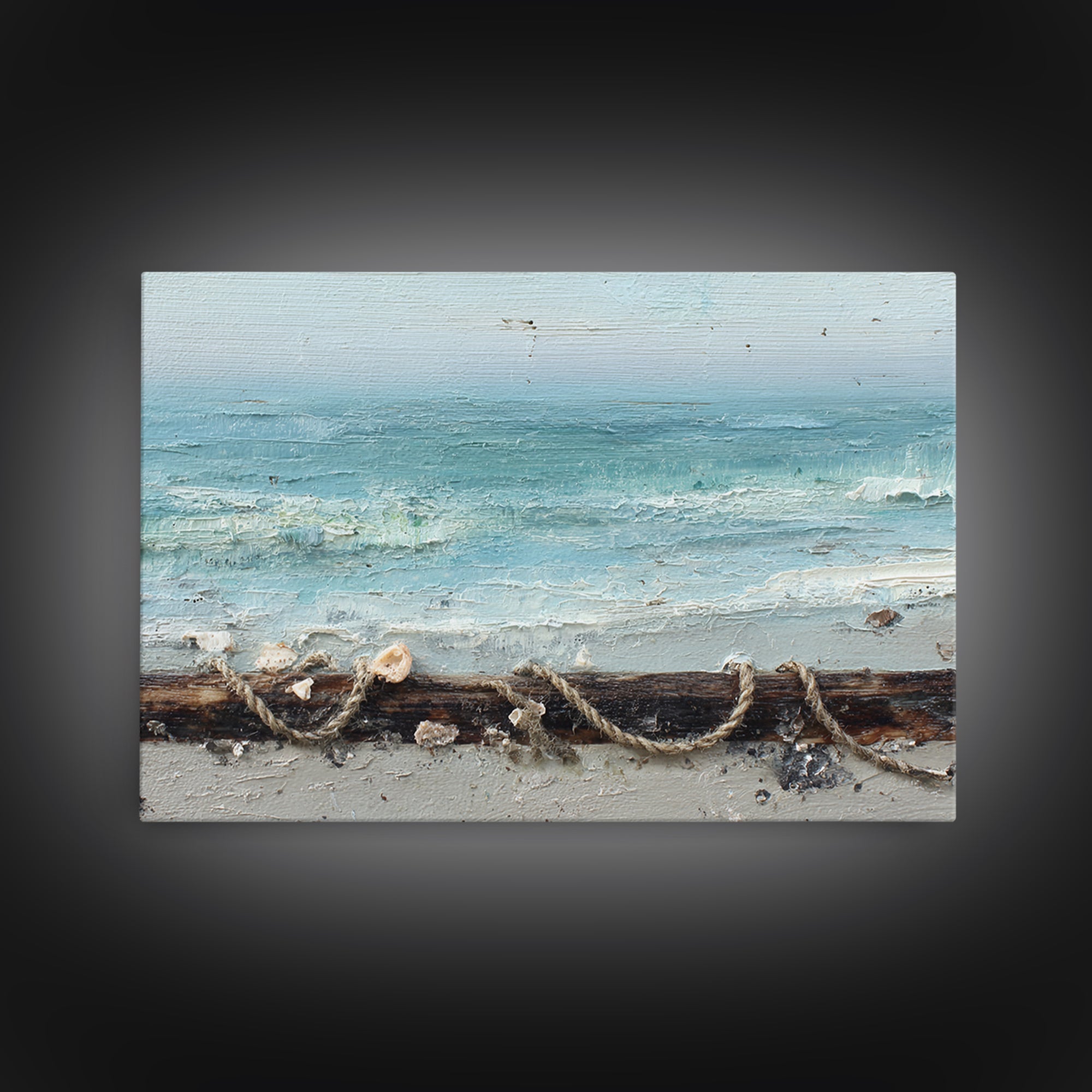 Moody Seascape for Dramatic Focal Point Framed Canvas Print, Living Room Art, Apartment Decor, Living Room Decor, Living, LIR-3x2-10