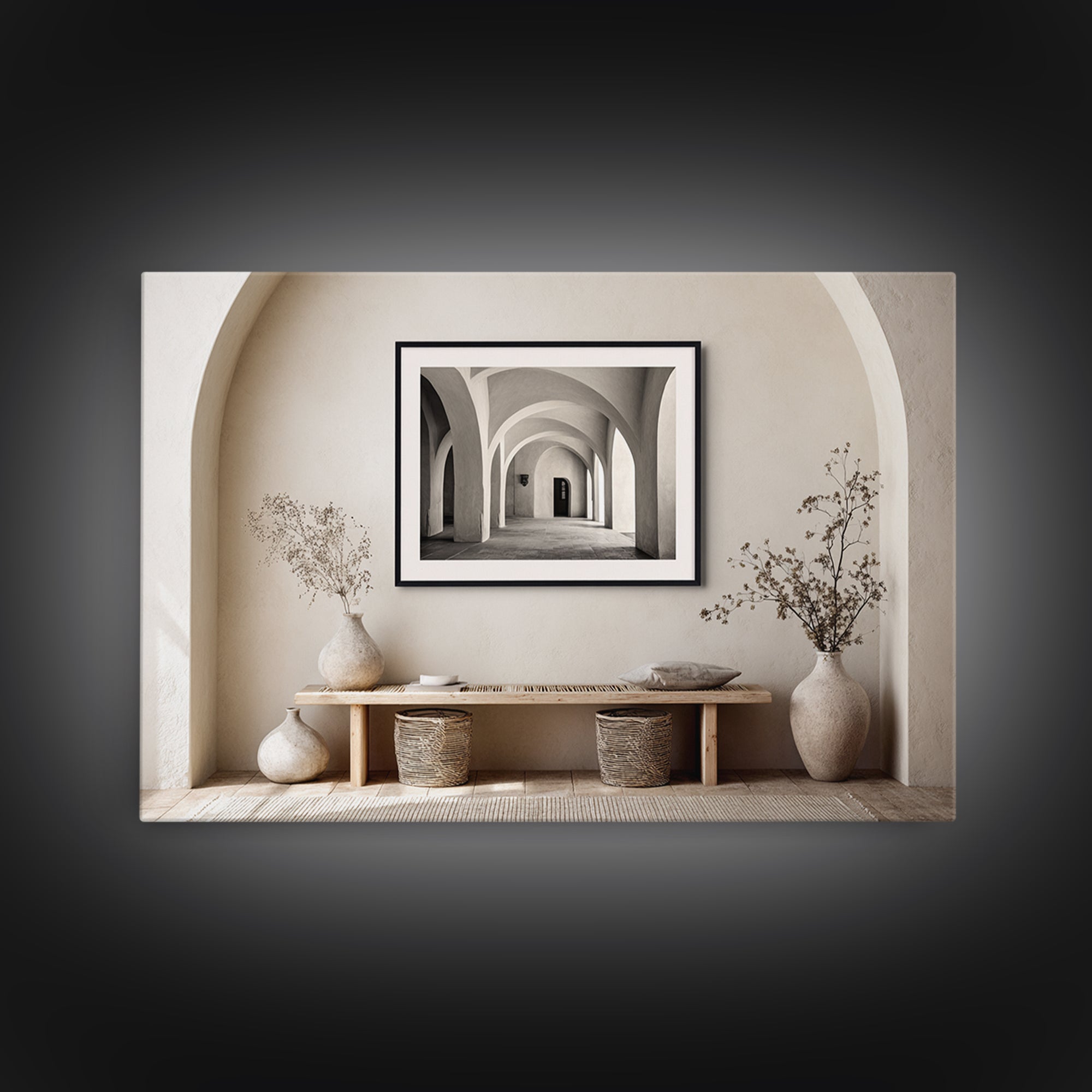 Black and White Architectural Arch Composition Canvas Print, Living Room Art, Modern Decor, Living Room Decor, Fine Art, Living, LIR-3x2-11
