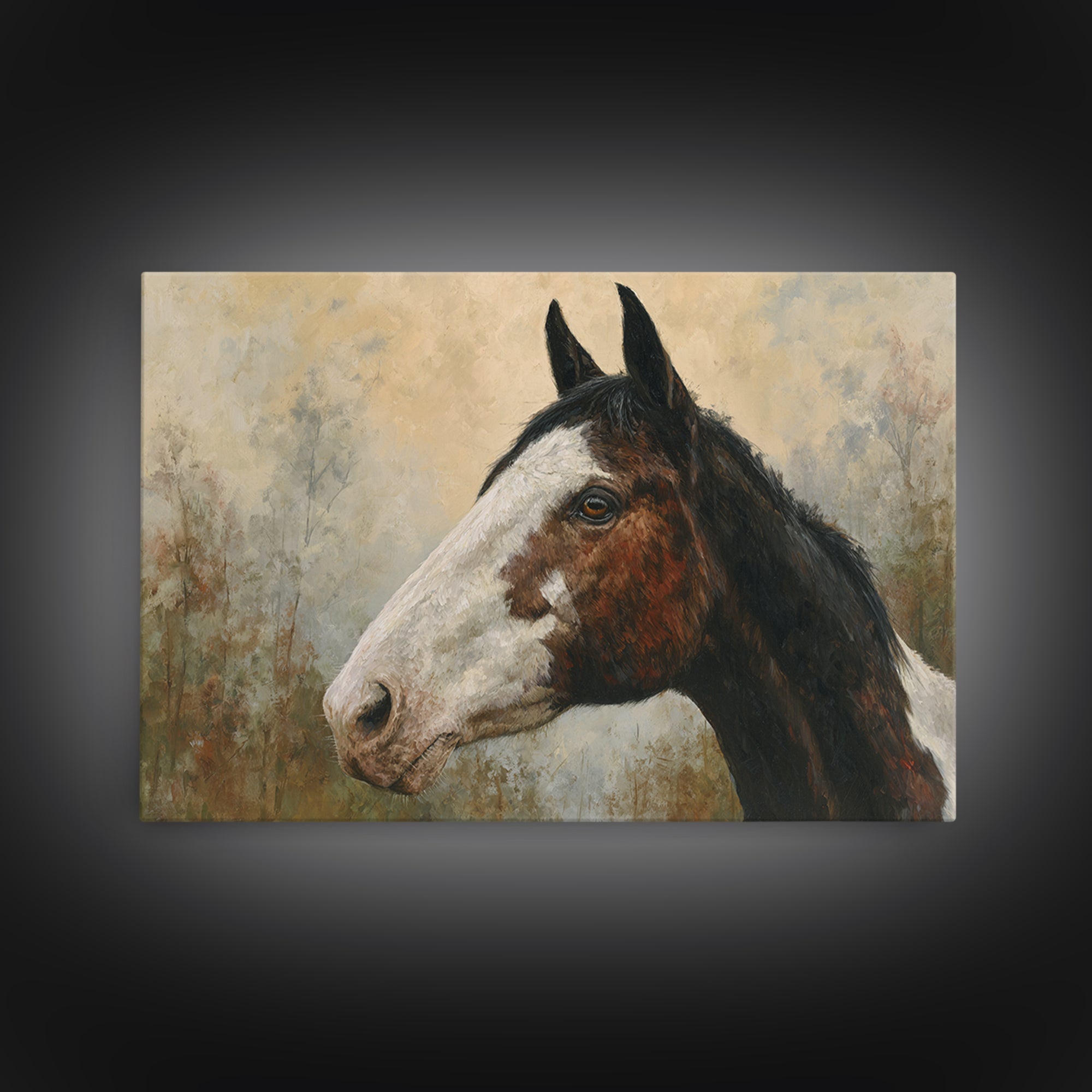 Contemporary Horse Portrait Framed Canvas Print, Living Room Art, Digital Wall Art, Living Room Decor, Fine Art, Living, LIR-3x2-14