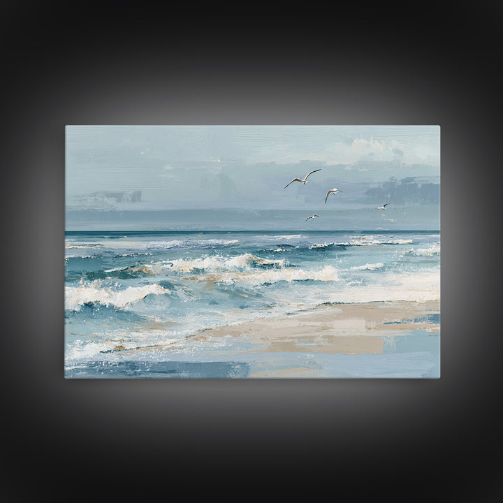 Coastal Aerial Shoreline Framed Canvas Print, Living Room Art, Pet Portraits, Living Room Decor, Living, Neutral Decor, LIR-3x2-15