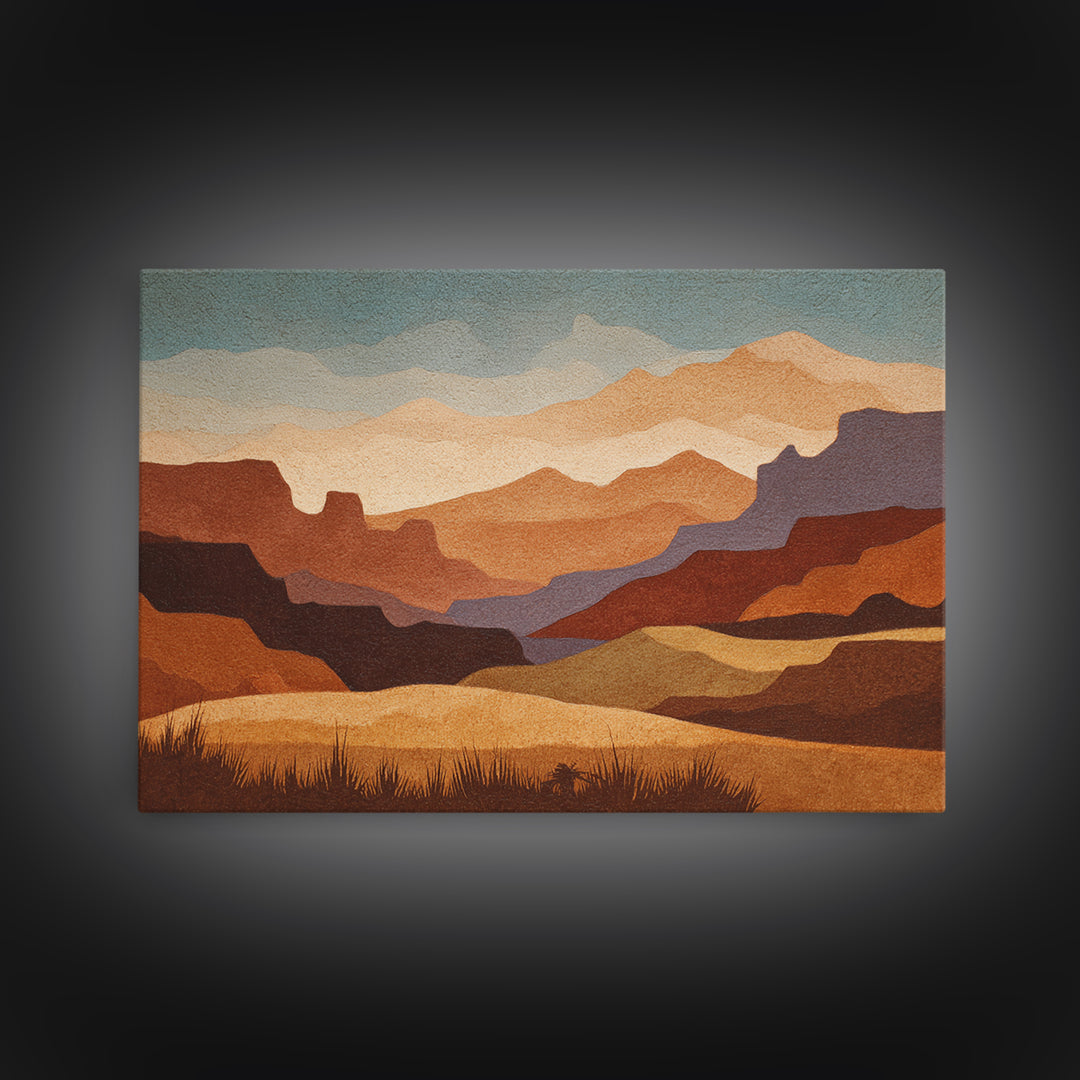 Earthy Desert Landscape Canvas Print, Living Room Art, Abstract Wall Art, Living Room Decor, Fine Art, Living, Boho Decor, LIR-3x2-16