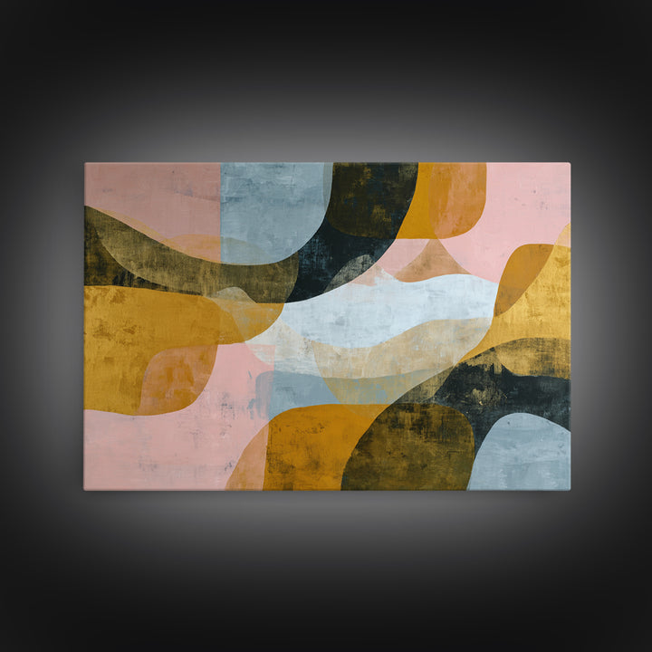 Gold Accented Abstract Brushwork Framed Canvas Print, Living Room Art, Large Wall Art, Living Room Decor, Abstract Art, Living, LIR-3x2-18
