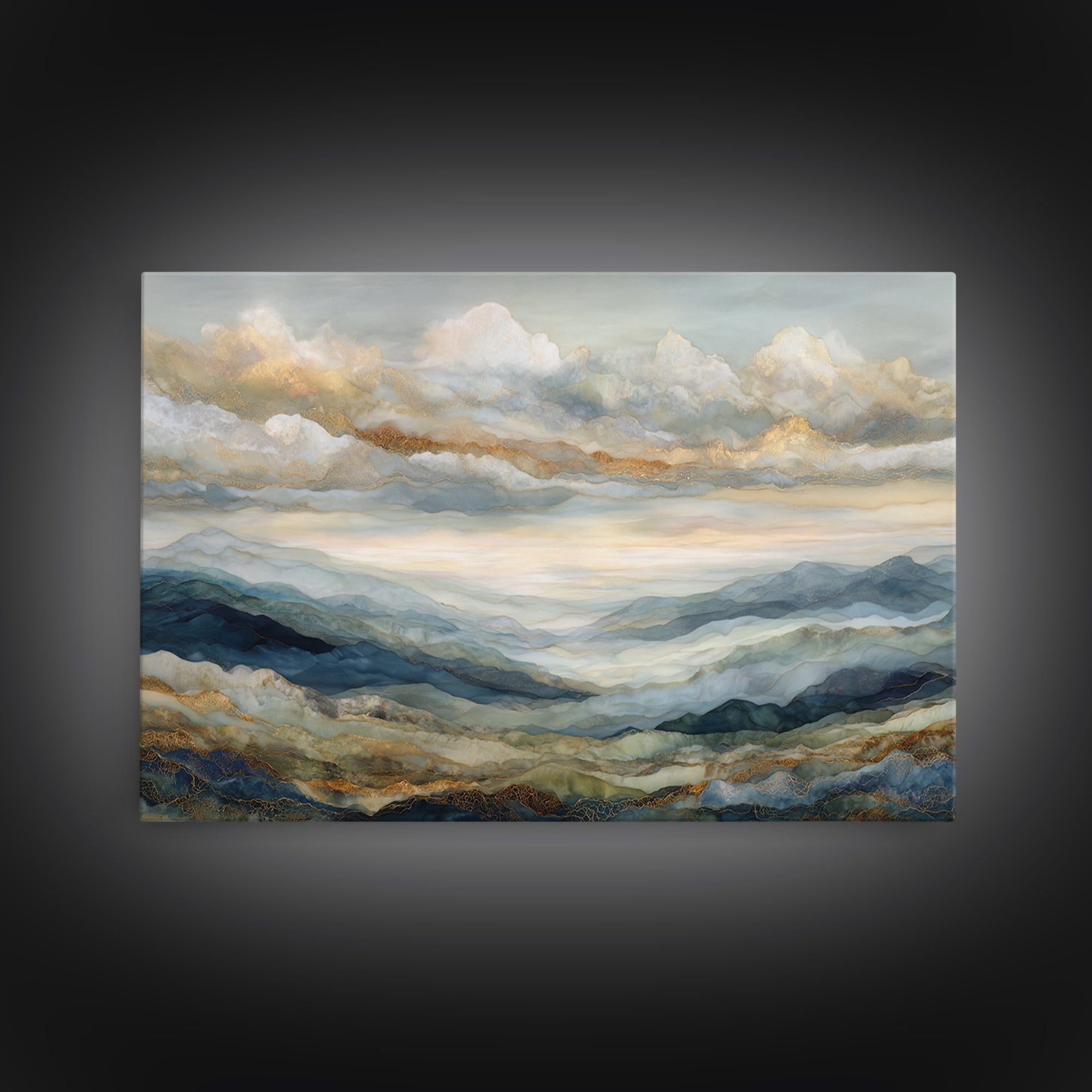 Large Cloudscape with Gentle Movement Framed Canvas Print, Living Room Art, Modern Wall Art, Living Room Decor, Living, LIR-3x2-23