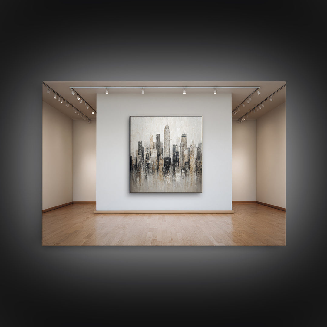 Modern City Skyline Canvas Print, Living Room Art, Abstract Art, Living Room Decor, Living, Living Room Wall Art, LIR-3x2-26