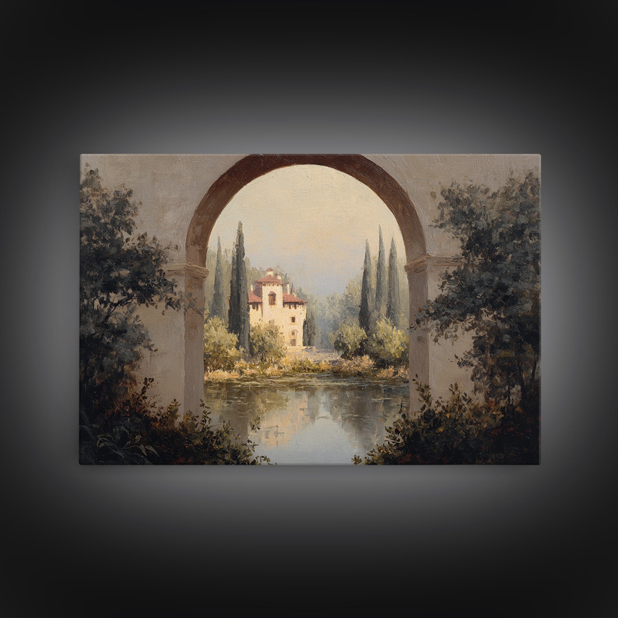 Black and White Architectural Arch Composition Framed Canvas Print, Living Room Art, Room Decor, Living Room Decor, Living, LIR-3x2-35