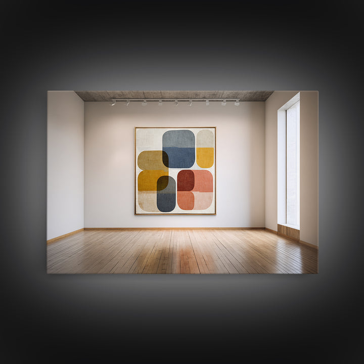 Mid Century Geometric Artwork Framed Canvas Print, Living Room Art, Living Room Wall Art, Living Room Decor, Abstract Art, LIR-3x2-36