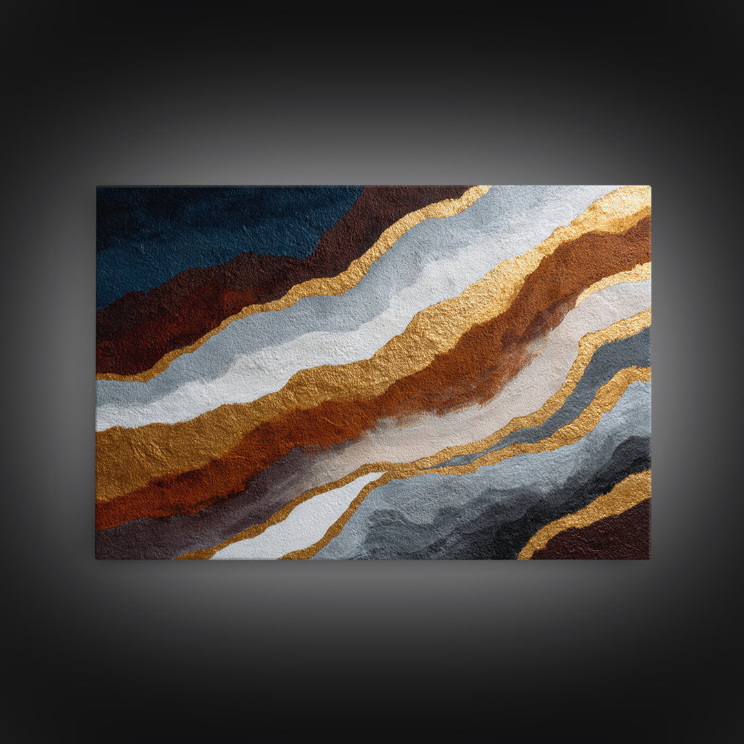 Gold Accented Abstract Brushwork Canvas Print, Living Room Art, Pet Portraits, Living Room Decor, Abstract Art, Living, LIR-3x2-42