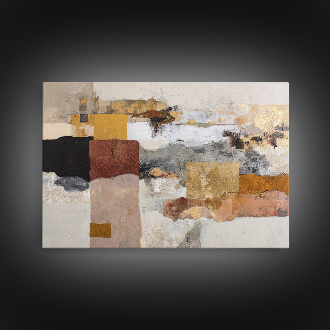 Gold Accented Abstract Brushwork Canvas Print, Living Room Art, Pet Portraits, Living Room Decor, Abstract Art, Living, LIR-3x2-66