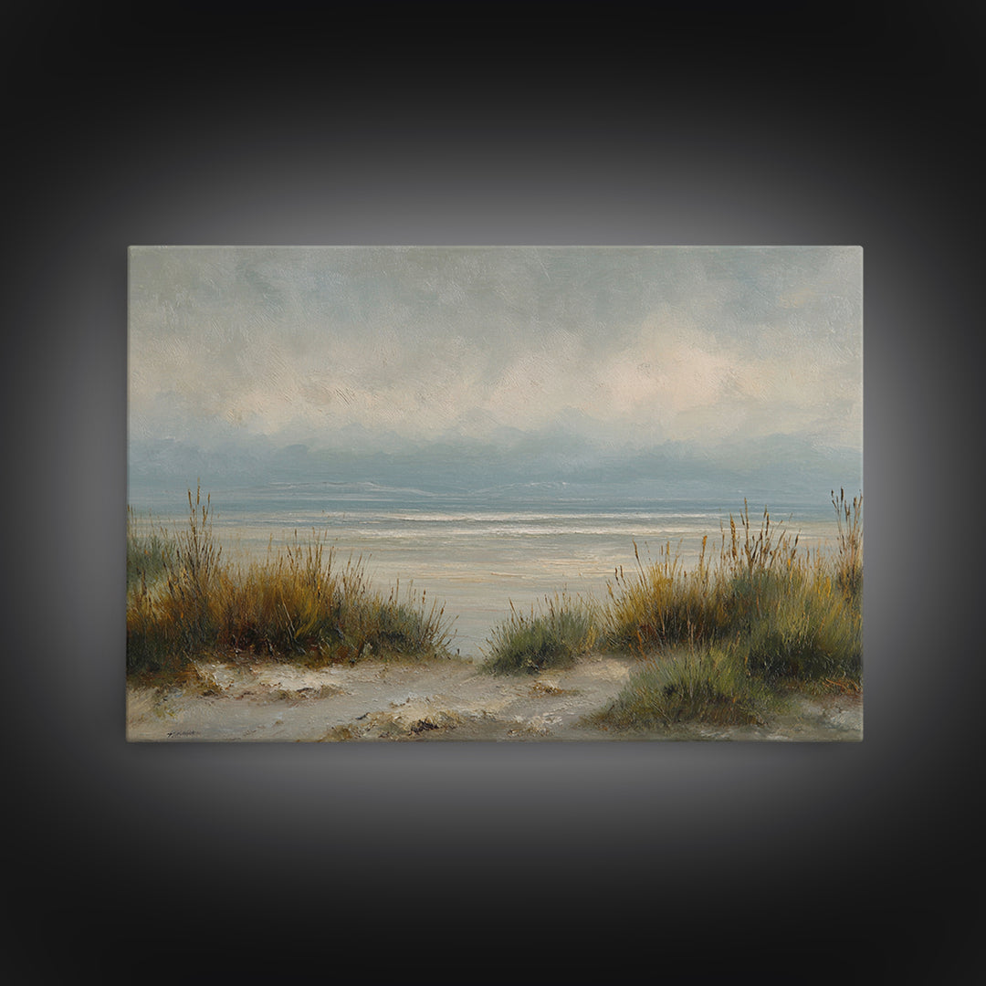 Modern Landscape with Expansive Calm Sky Framed Canvas Print, Living Room Art, Oil Painting, Living Room Decor, Living, LIR-3x2-7