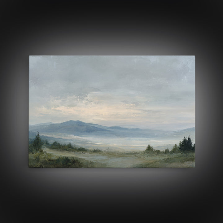 Modern Landscape with Expansive Calm Sky Framed Canvas Print, Living Room Art, Luxury Decor, Living Room Decor, Living, LIR-3x2-79