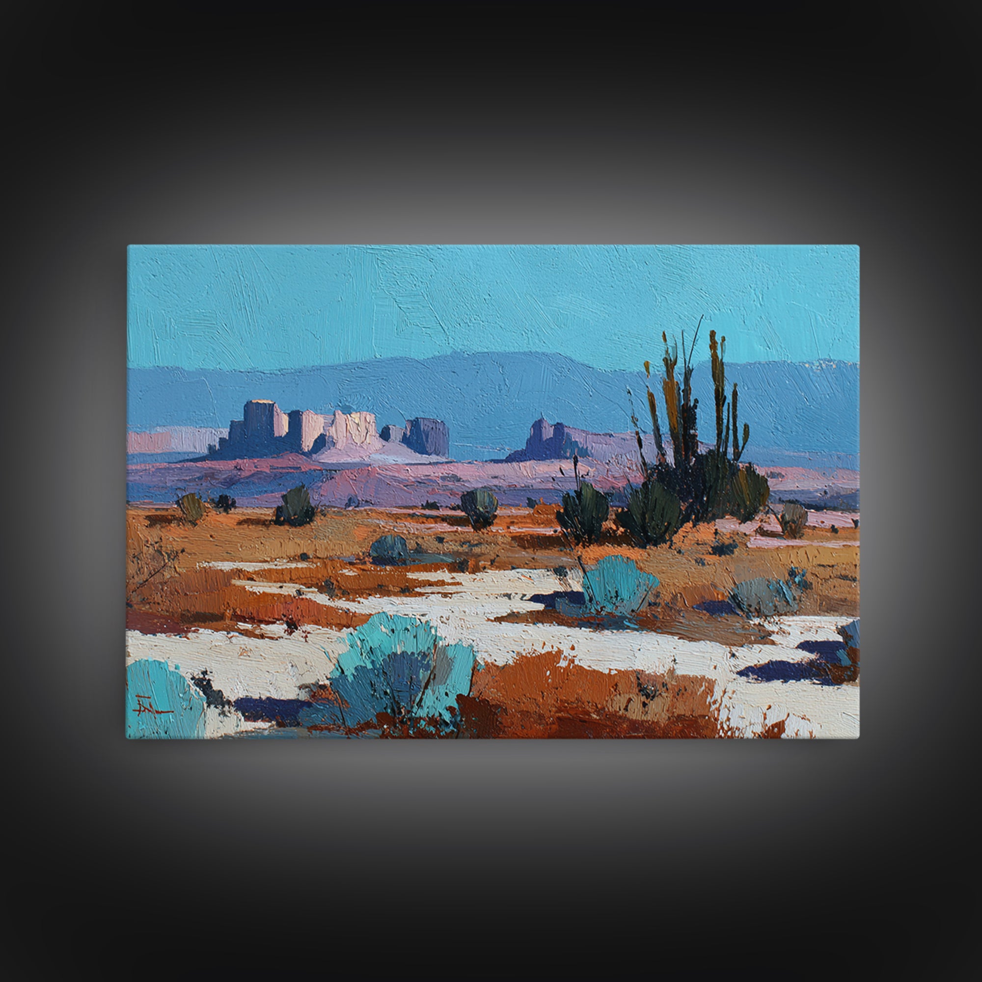 Earthy Desert Landscape Canvas Print, Living Room Art, Wall Decor, Living Room Decor, Oil Painting, Living, Abstract Art, LIR-3x2-88