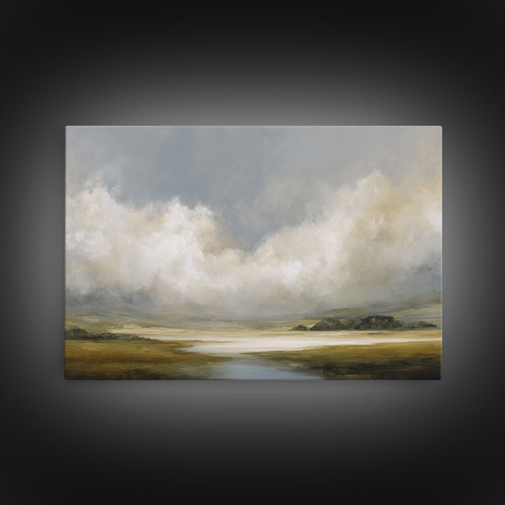 Large Cloudscape with Gentle Movement Framed Canvas Print, Living Room Art, Mid Century Modern, Living Room Decor, Living, LIR-3x2-95