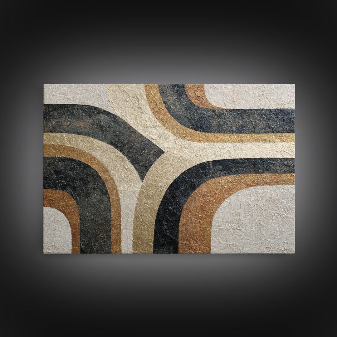 Monochrome Stone Texture Abstraction Framed Canvas Print, Living Room Art, Luxury Decor, Living Room Decor, Abstract Art, LIR-3x2-97