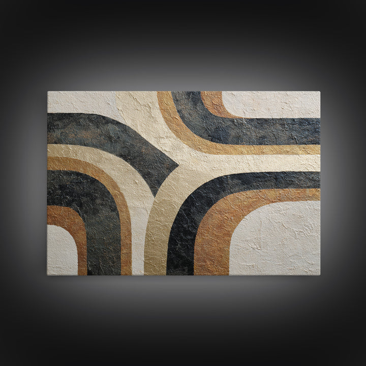 Monochrome Stone Texture Abstraction Framed Canvas Print, Living Room Art, Luxury Decor, Living Room Decor, Abstract Art, LIR-3x2-97
