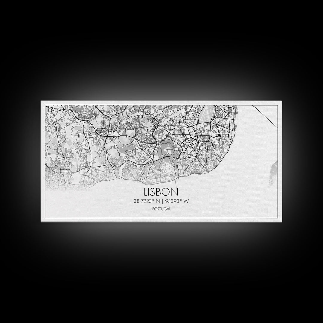 Lisbon City Map, Portugal Map, Map Art, Modern Art, Wall Art, Canvas Art, Travel Wall Décor, Apartment Wall Art, Book Lover Gift, Office Art