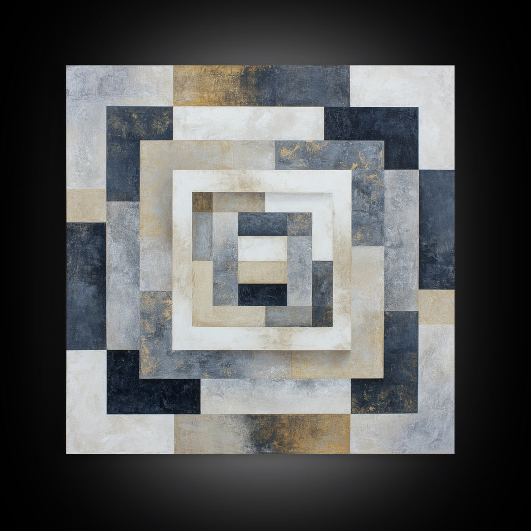 Black and White Courthouse Step Pattern as Canvas Print, Law Office Art, Poster Print, Office Decor, Oil Painting, Counsel, LOA-1x1-15