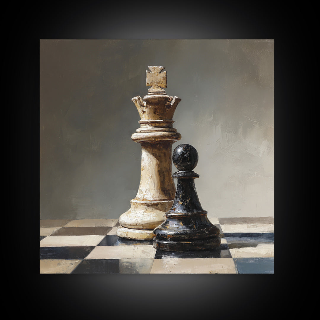 Single Chess King Canvas Print, Law Office Art, Office Art, Office Decor, Oil Painting, Counsel, Teen Girl Room Decor, LOA-1x1-22