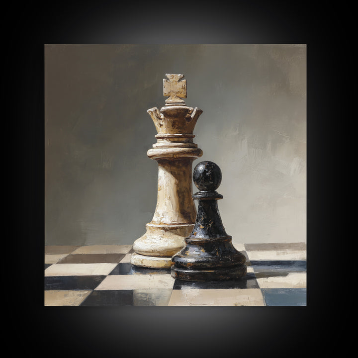 Single Chess King Canvas Print, Law Office Art, Office Art, Office Decor, Oil Painting, Counsel, Teen Girl Room Decor, LOA-1x1-22