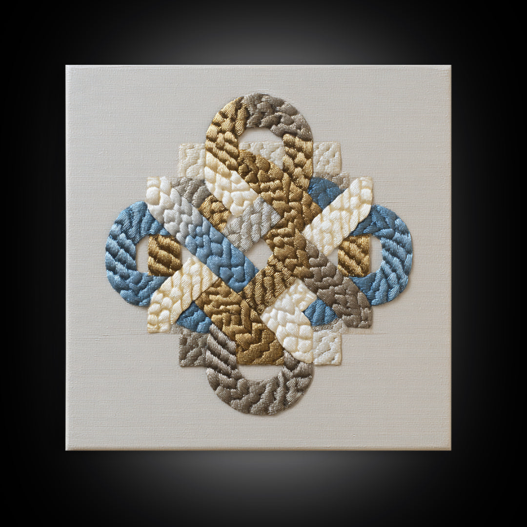 Gold Thread Knot Symbolizing Resolution Framed Canvas Print, Law Office Art, Therapy Office Decor, Office Decor, Abstract Art, LOA-1x1-42