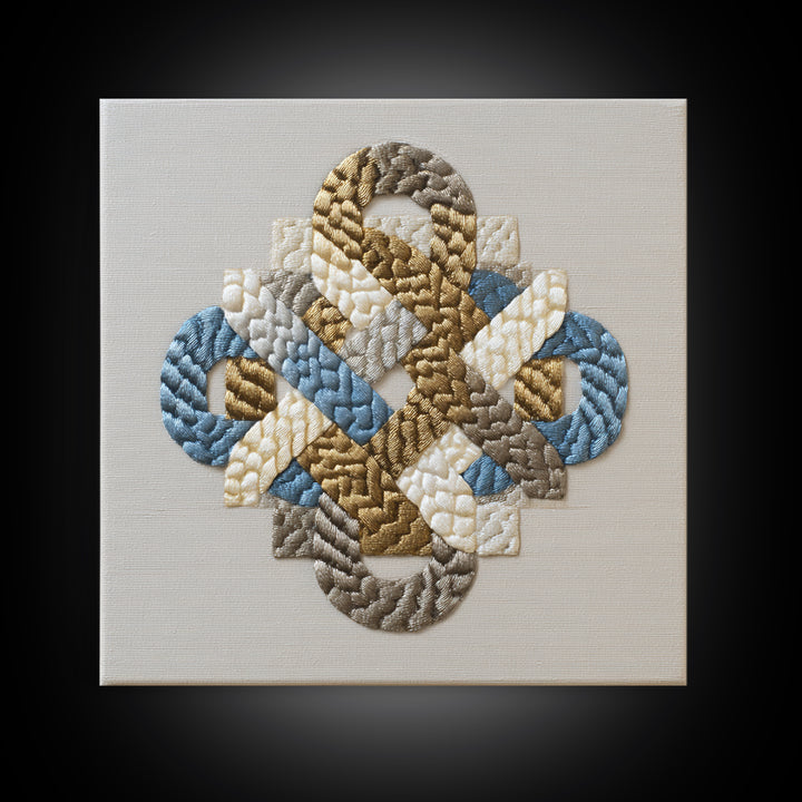 Gold Thread Knot Symbolizing Resolution Framed Canvas Print, Law Office Art, Therapy Office Decor, Office Decor, Abstract Art, LOA-1x1-42