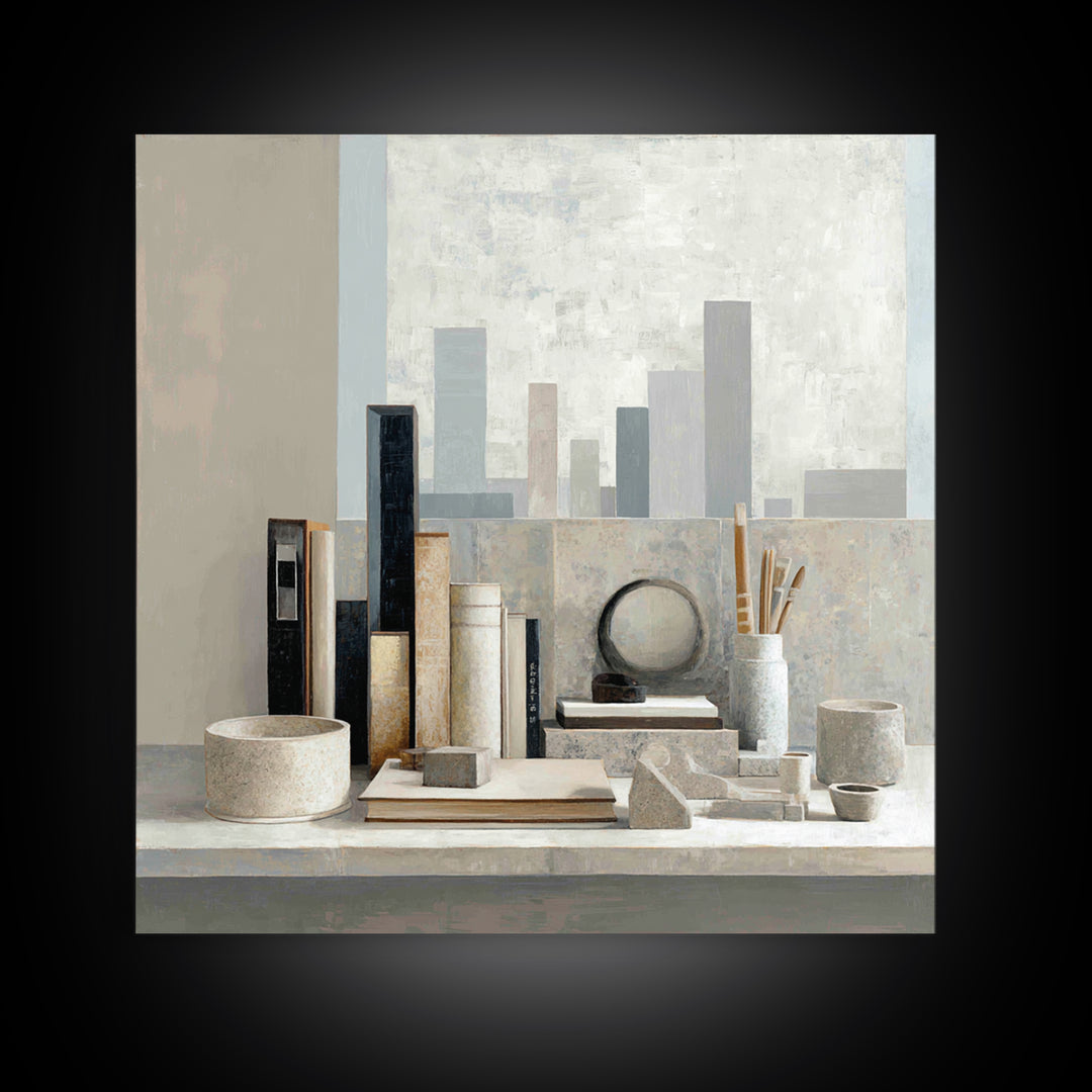 Dark Academia Desk Still Life Without Readable Canvas Print, Law Office Art, Washington Dc Art, Office Decor, Counsel, LOA-1x1-57