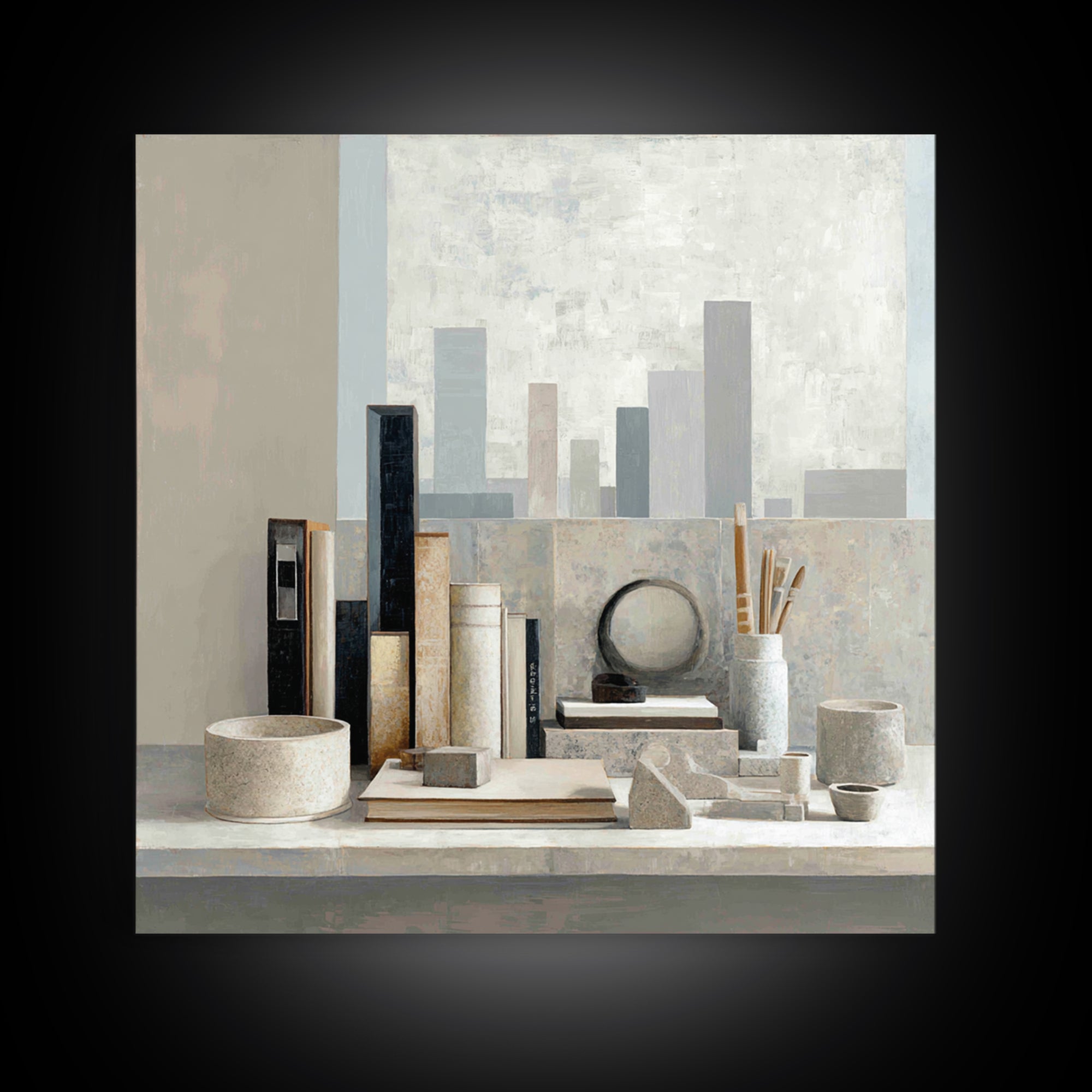 Dark Academia Desk Still Life Without Readable Canvas Print, Law Office Art, Washington Dc Art, Office Decor, Counsel, LOA-1x1-57
