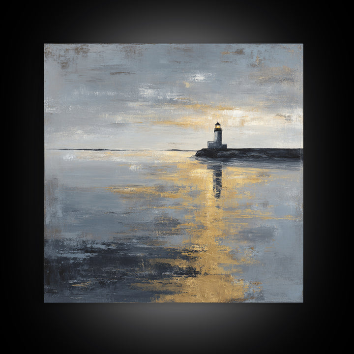 Stormy Landscape with Lighthouse as Guidance Metaphor Canvas Print, Law Office Art, Lawyer Sign, Office Decor, Counsel, LOA-1x1-59