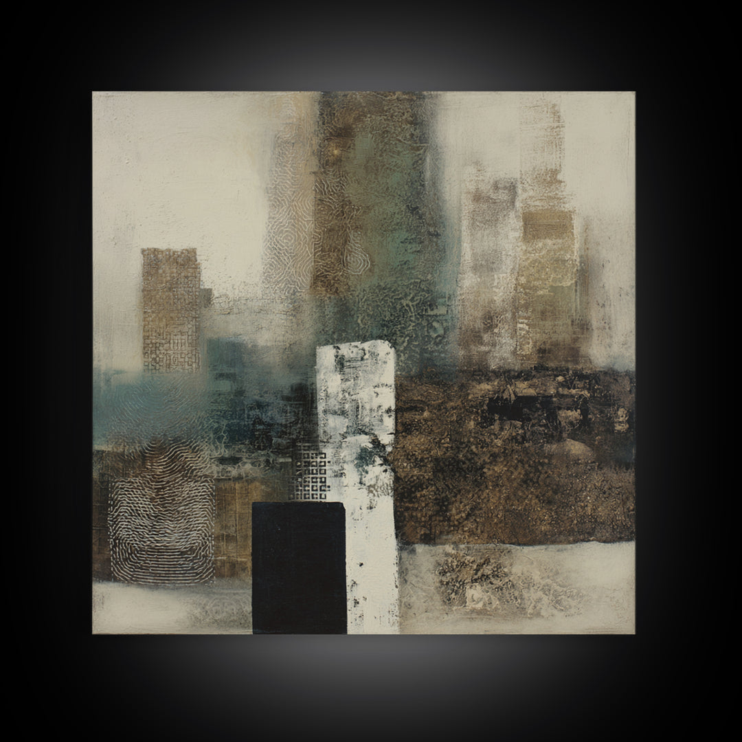 Deep Green and Walnut Toned Abstract Canvas Print, Law Office Art, Teen Girl Room Decor, Office Decor, Abstract Art, Counsel, LOA-1x1-69
