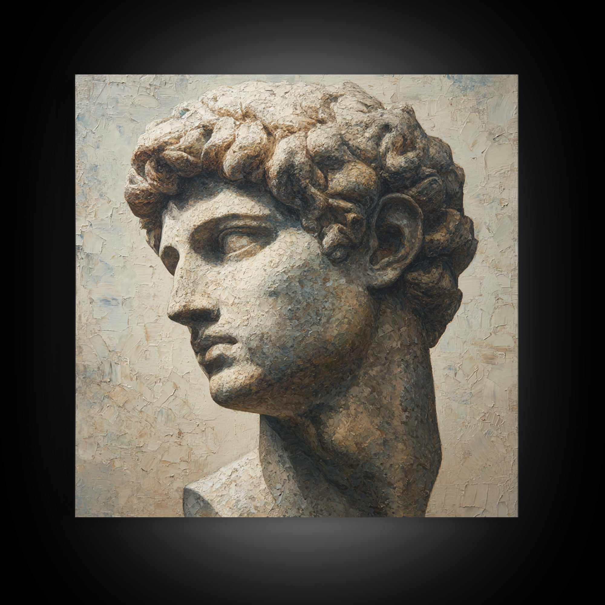Classical Statue Bust Framed Canvas Print, Law Office Art, Home Office Decor, Office Decor, Abstract Art, Counsel, Boho Decor, LOA-1x1-72