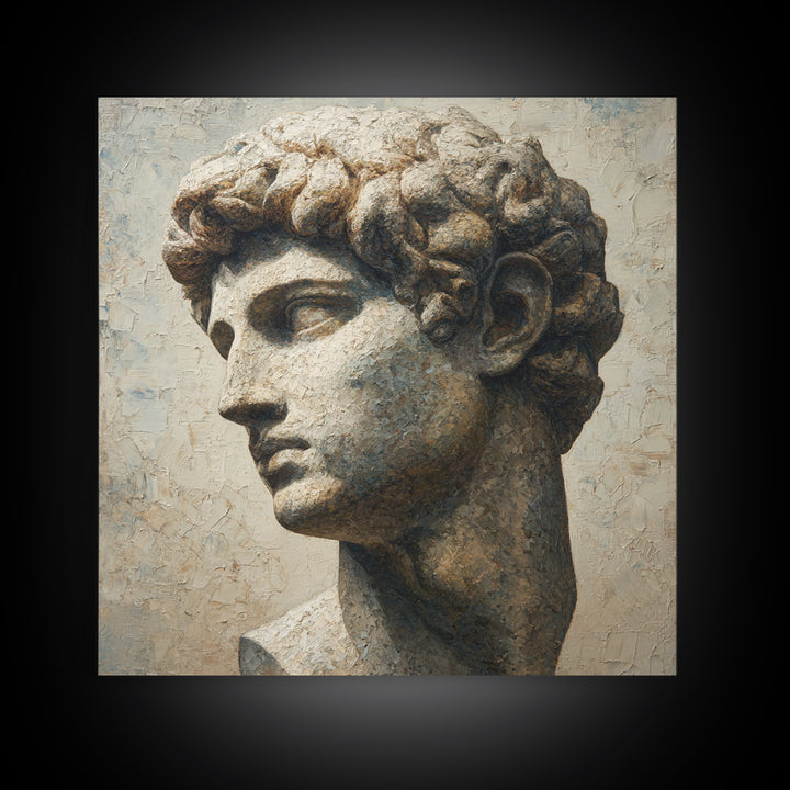 Classical Statue Bust Framed Canvas Print, Law Office Art, Home Office Decor, Office Decor, Abstract Art, Counsel, Boho Decor, LOA-1x1-72
