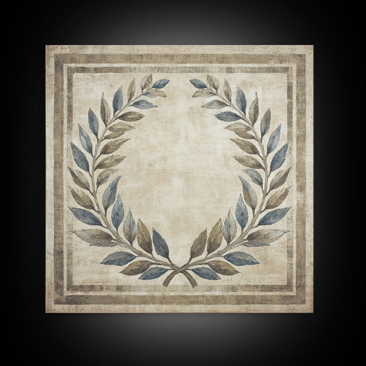 Roman Laurel Wreath Framed Canvas Print, Law Office Art, Gallery Decor, Office Decor, Fine Art, Counsel, Contemporary Art, LOA-1x1-80