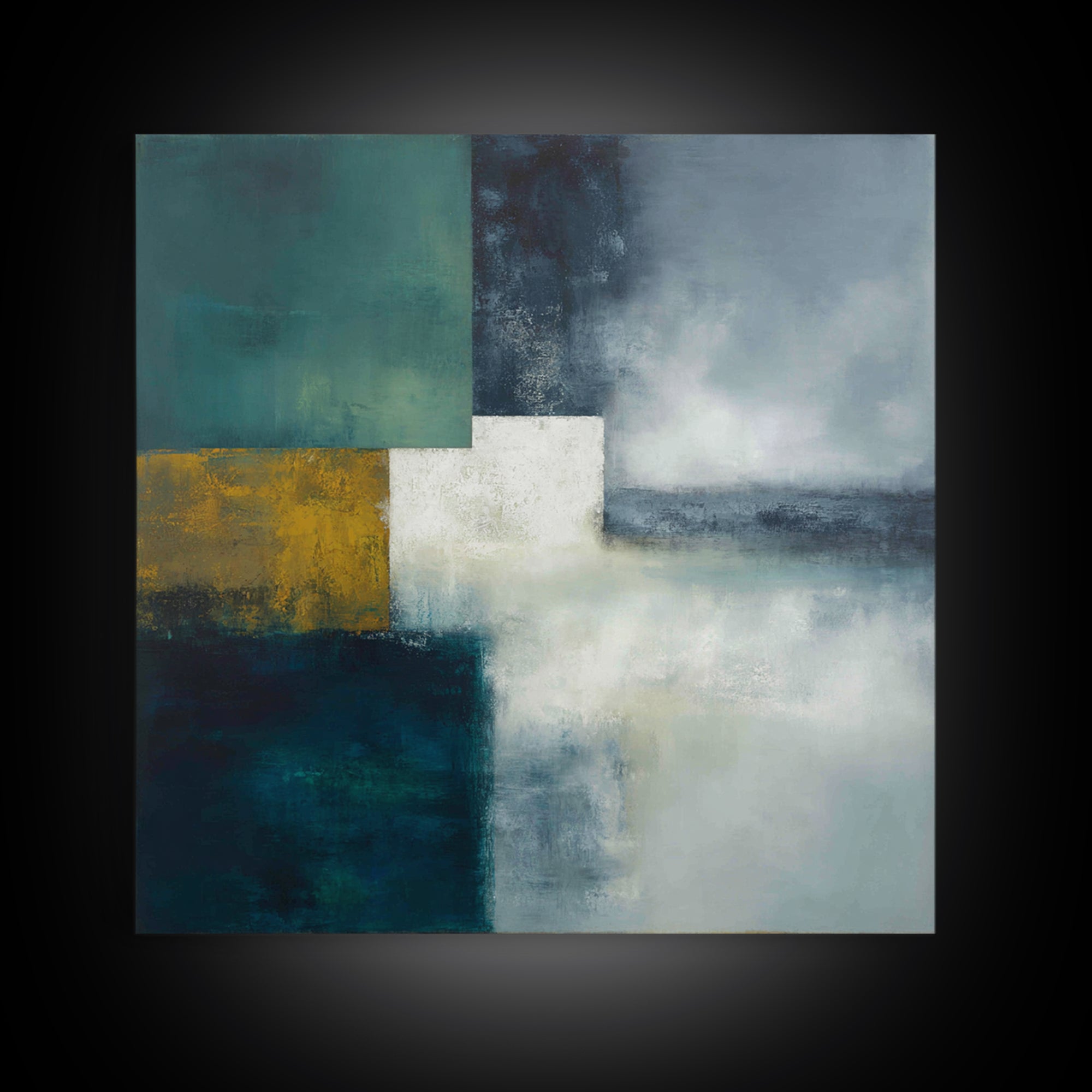 Deep Green and Walnut Toned Abstract Framed Canvas Print, Law Office Art, Gallery Decor, Office Decor, Abstract Art, Counsel, LOA-1x1-93