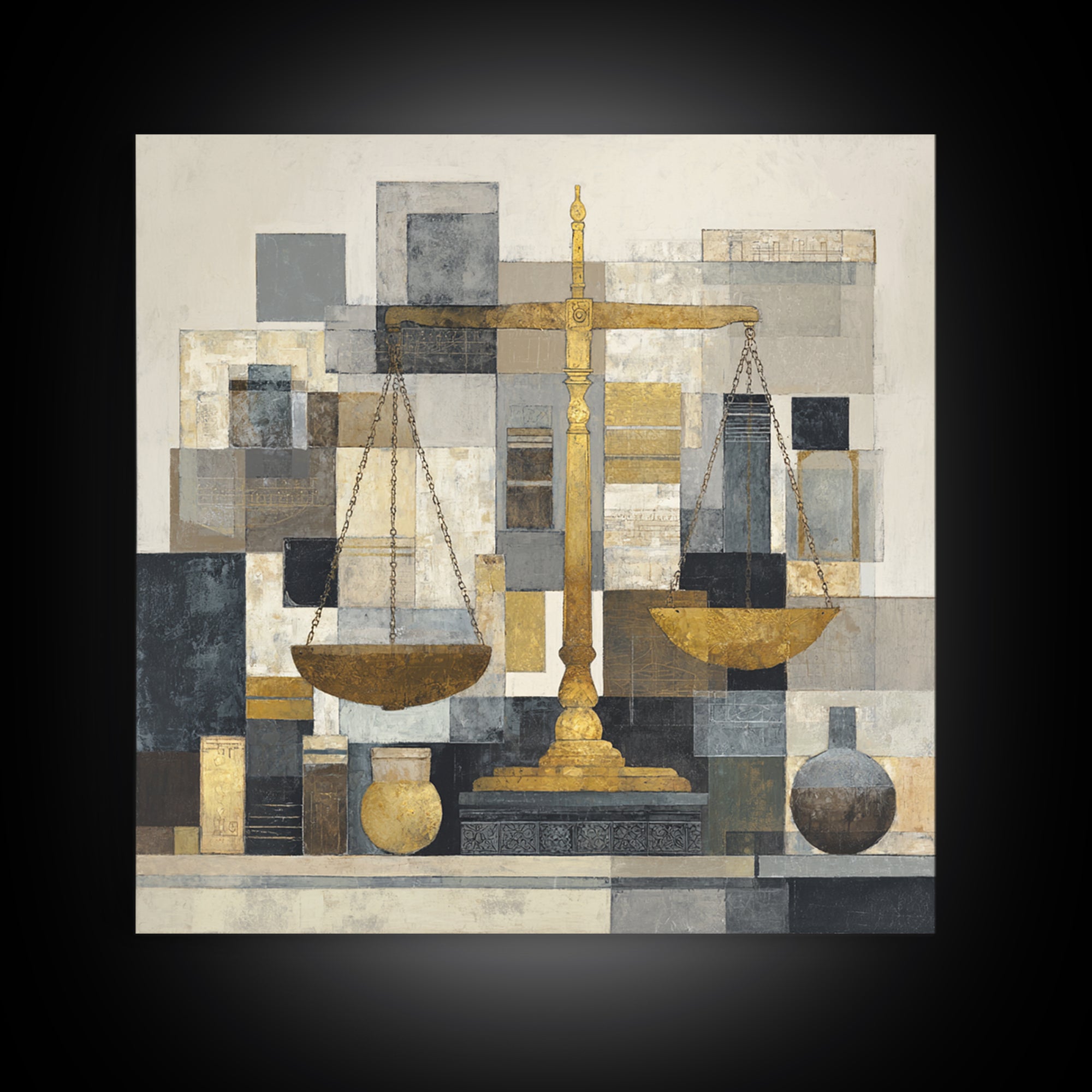 Classical Scales of Justice Canvas Print, Law Office Art, Luxury Decor, Office Decor, Oil Painting, Counsel, Printable Art, LOA-1x1-97