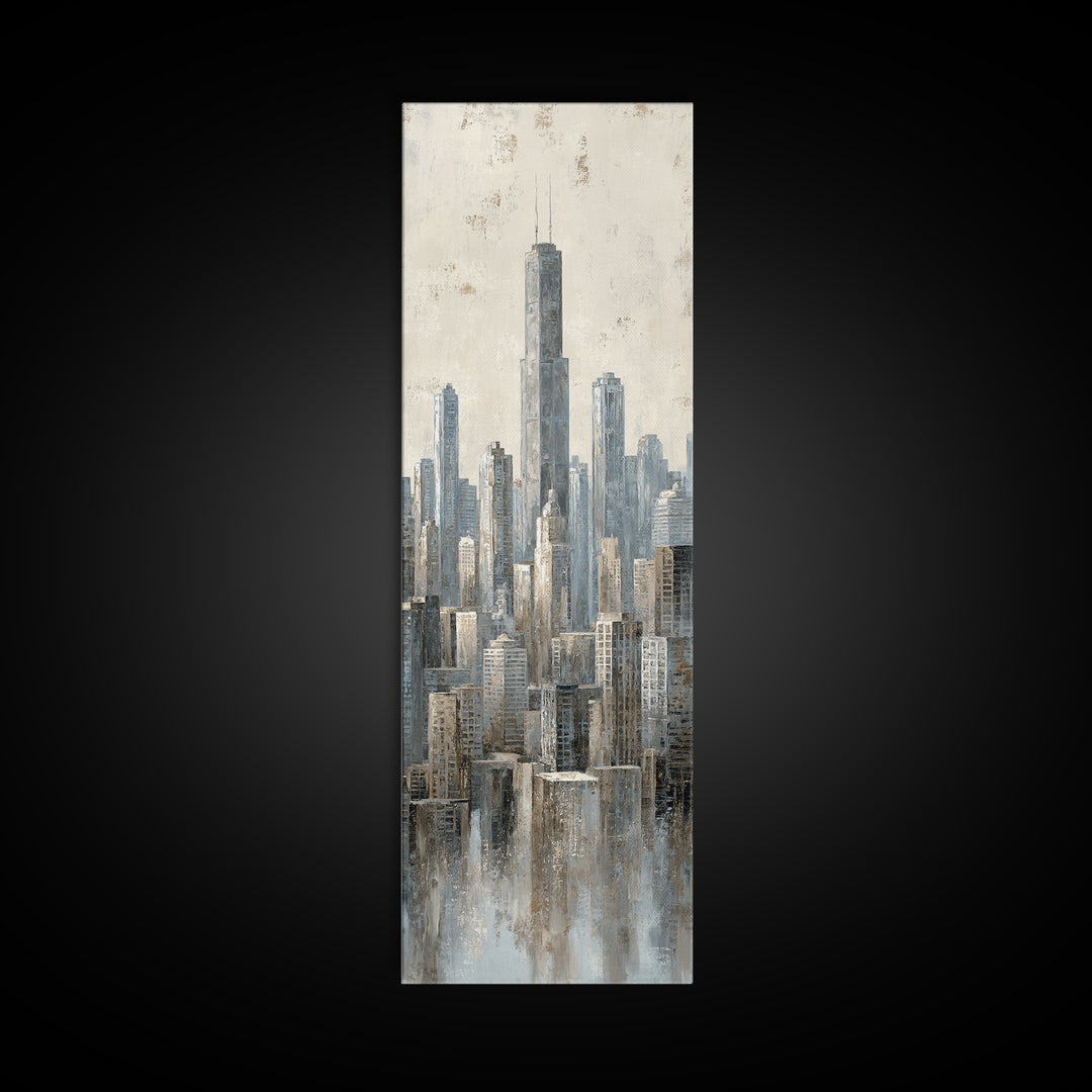 Quiet City Skyline Framed Canvas Print, Law Office Art, Home Decor, Office Decor, Fine Art, Counsel, Minimalist Decor, LOA-1x3-24