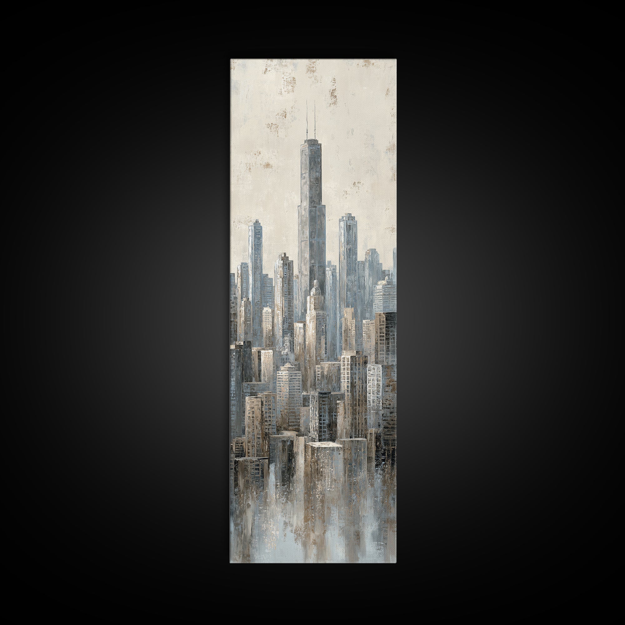 Quiet City Skyline Framed Canvas Print, Law Office Art, Home Decor, Office Decor, Fine Art, Counsel, Minimalist Decor, LOA-1x3-24