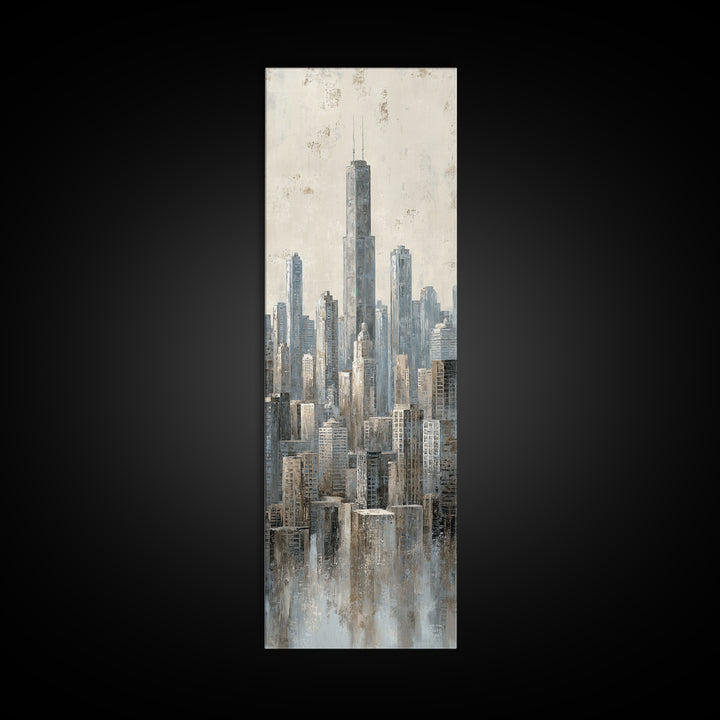 Quiet City Skyline Framed Canvas Print, Law Office Art, Home Decor, Office Decor, Fine Art, Counsel, Minimalist Decor, LOA-1x3-24