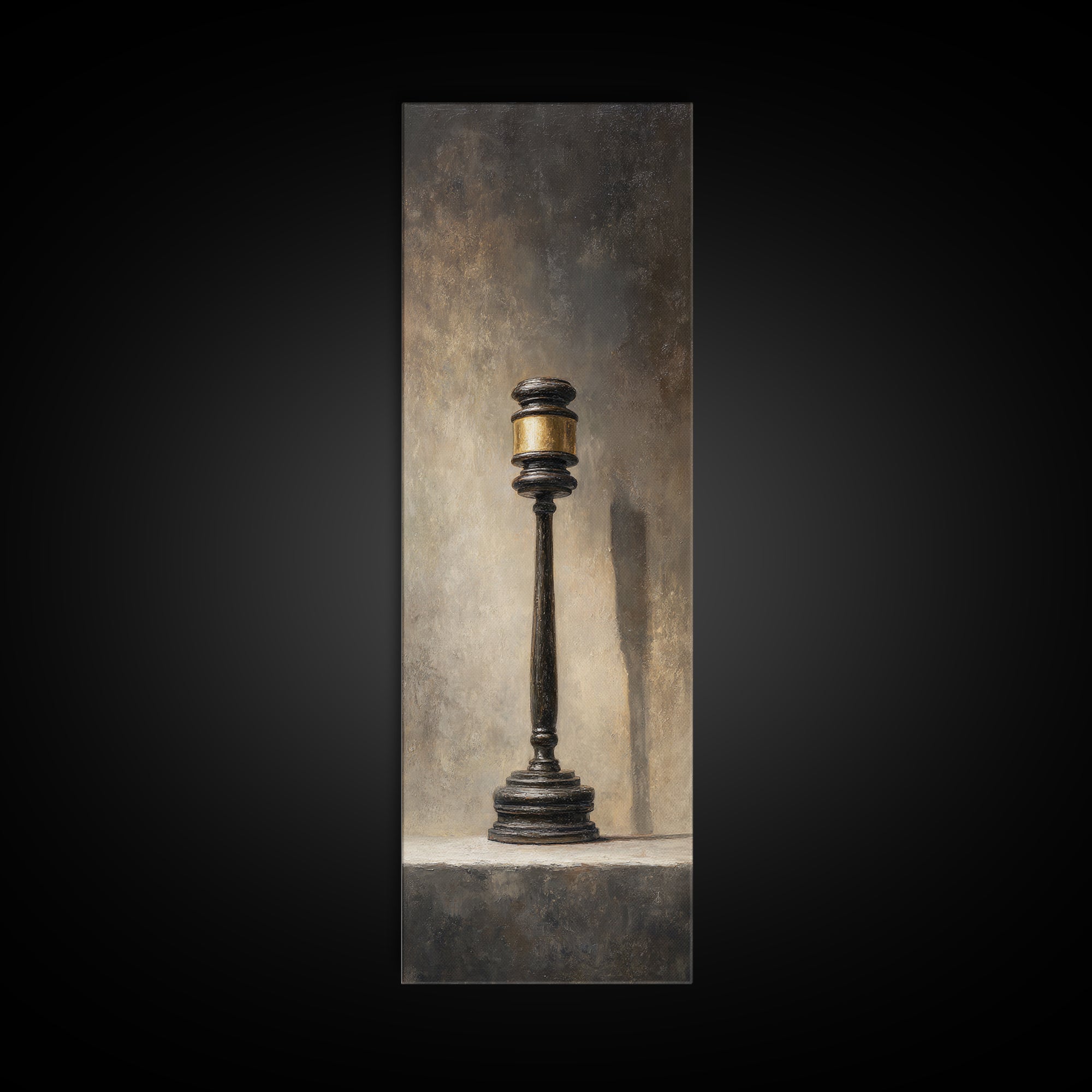 Classic Gavel Still Life Canvas Print, Law Office Art, Textured Painting, Office Decor, Fine Art, Counsel, Office Wall Art, LOA-1x3-25