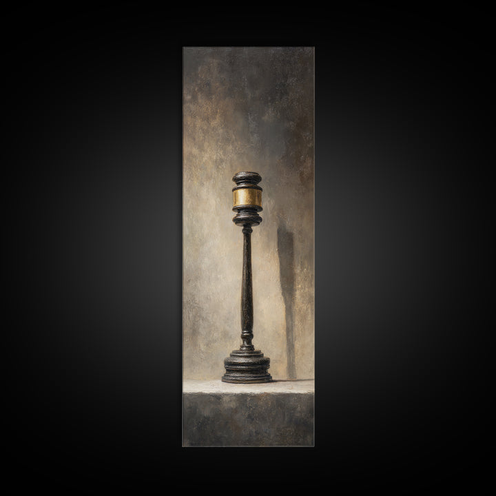 Classic Gavel Still Life Canvas Print, Law Office Art, Textured Painting, Office Decor, Fine Art, Counsel, Office Wall Art, LOA-1x3-25