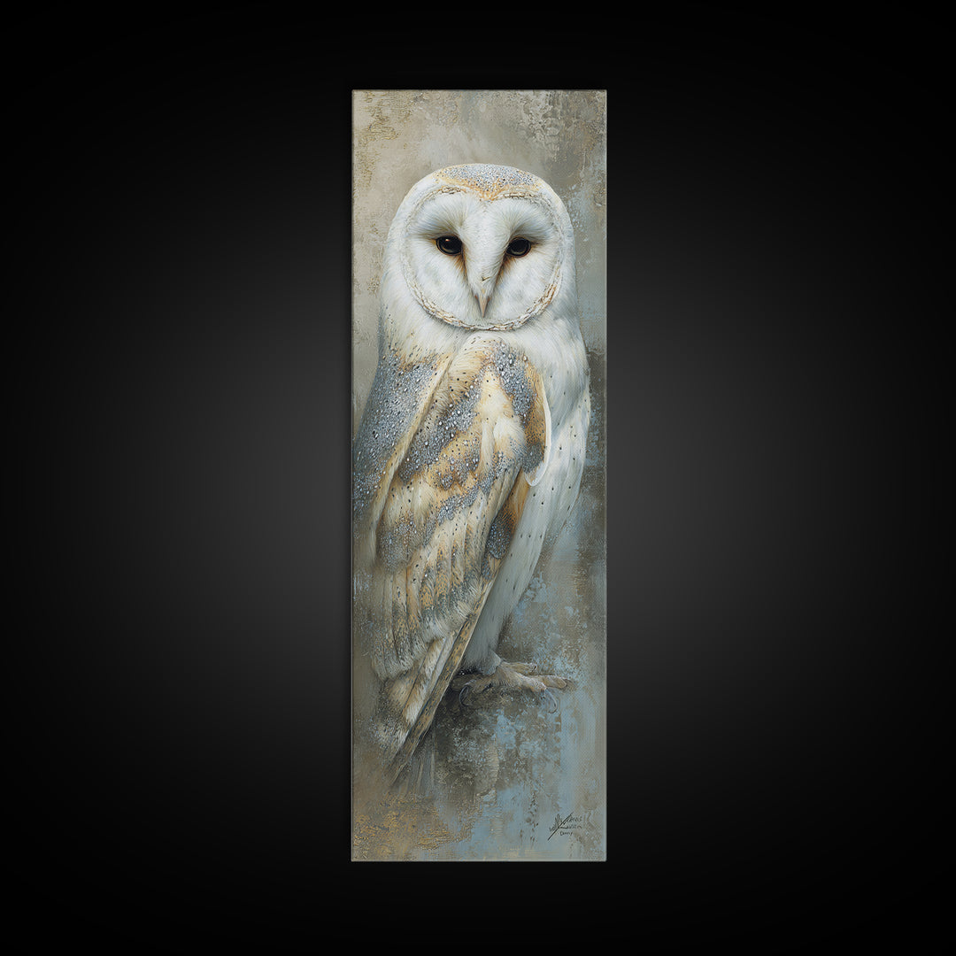 Owl Portrait Representing Wisdom Framed Canvas Print, Law Office Art, Teen Girl Room Decor, Office Decor, Fine Art, Counsel, LOA-1x3-29
