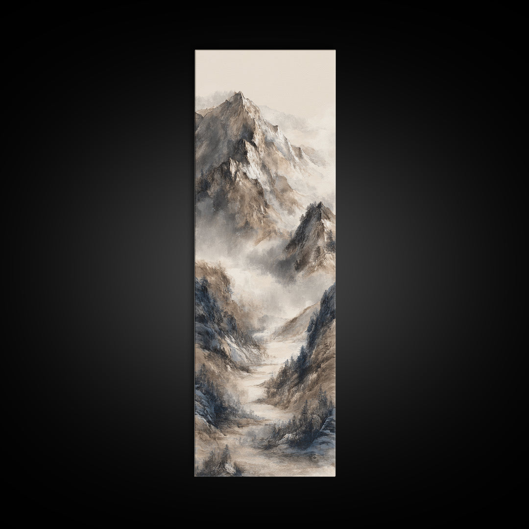 Ink Wash Mountain Symbolizing Stability Canvas Print, Law Office Art, Neutral Decor, Office Decor, Fine Art, Counsel, LOA-1x3-32
