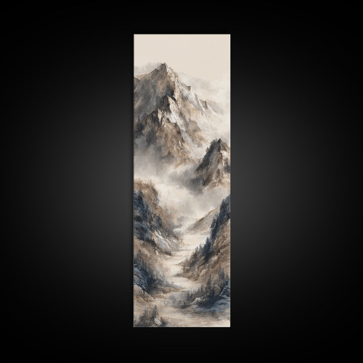 Ink Wash Mountain Symbolizing Stability Canvas Print, Law Office Art, Neutral Decor, Office Decor, Fine Art, Counsel, LOA-1x3-32