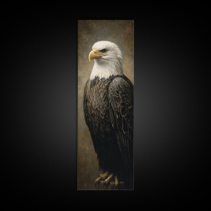 Eagle Portrait with Solemn Presence Canvas Print, Law Office Art, Butterfly Art, Office Decor, Counsel, Fine Art Print, LOA-1x3-42