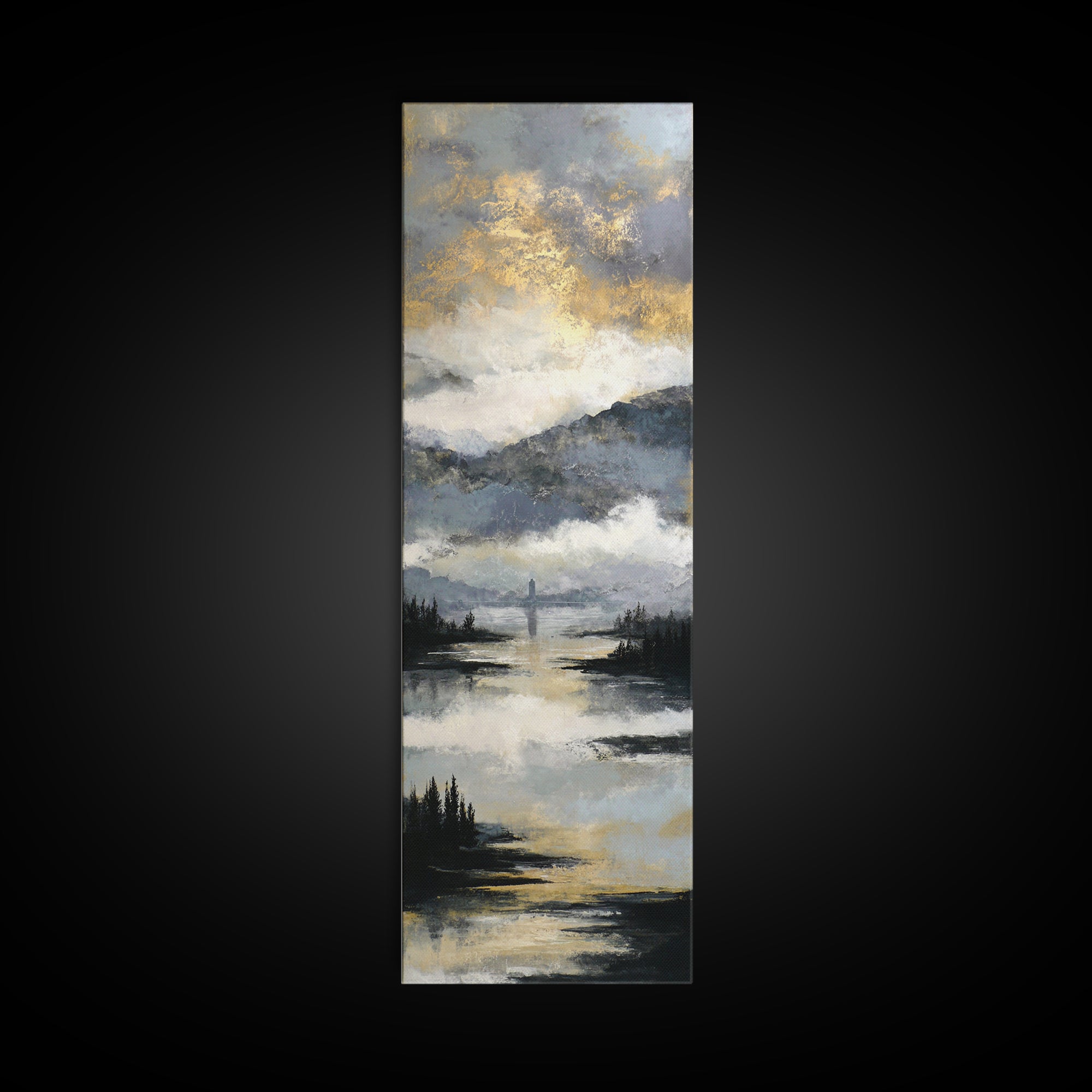 Stormy Landscape with Lighthouse as Guidance Metaphor Canvas Print, Law Office Art, Minimalist Decor, Office Decor, Counsel, LOA-1x3-47