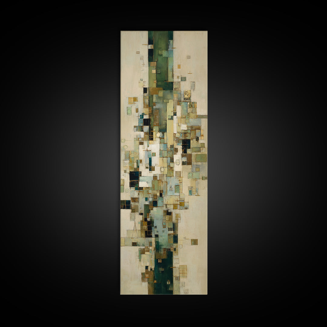 Deep Green and Walnut Toned Abstract Canvas Print, Law Office Art, Lawyer Sign, Office Decor, Fine Art, Counsel, Art Print, LOA-1x3-57