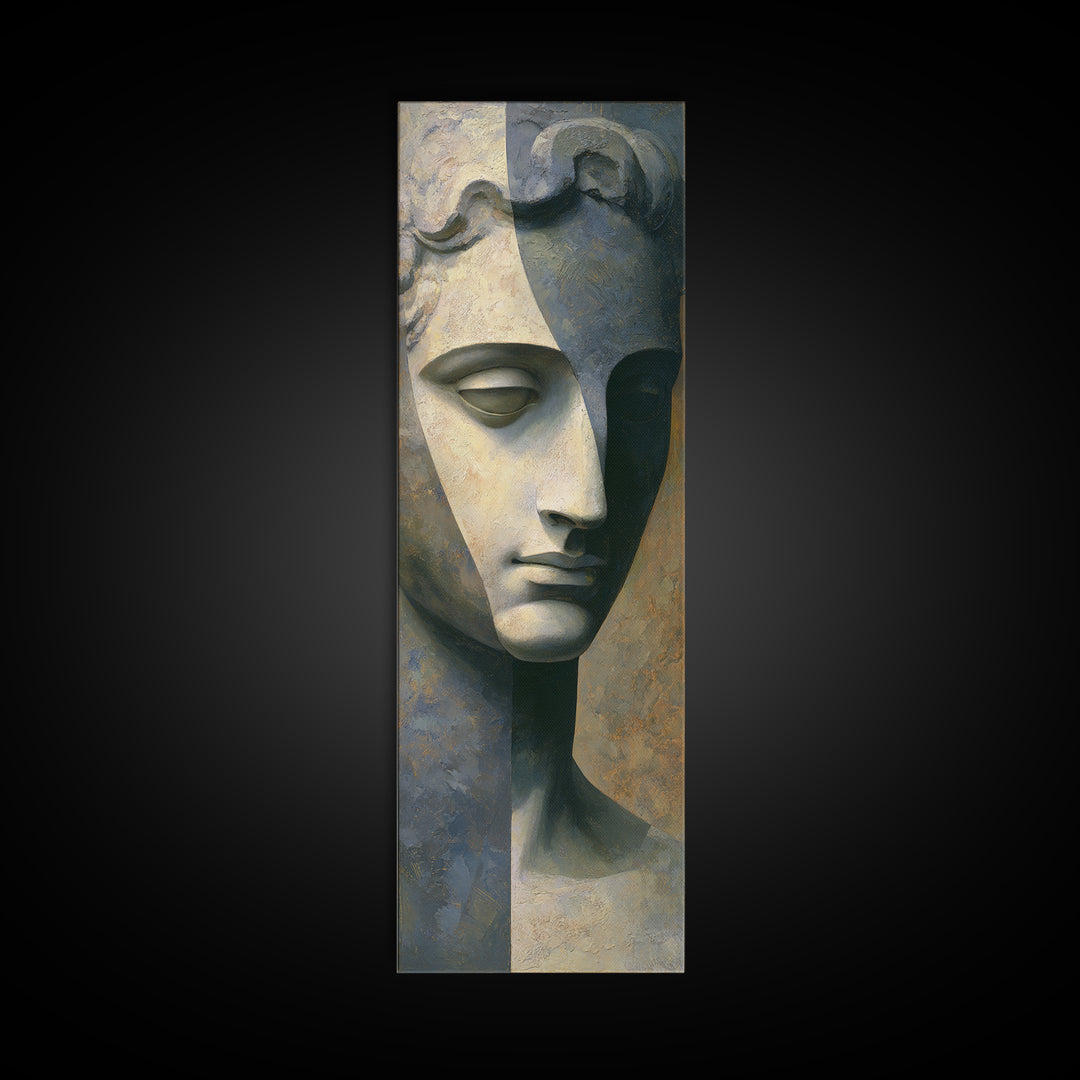 Classical Statue Bust Canvas Print, Law Office Art, Office Decor, Abstract Art, Counsel, Printable Art, Office Wall Art, LOA-1x3-60