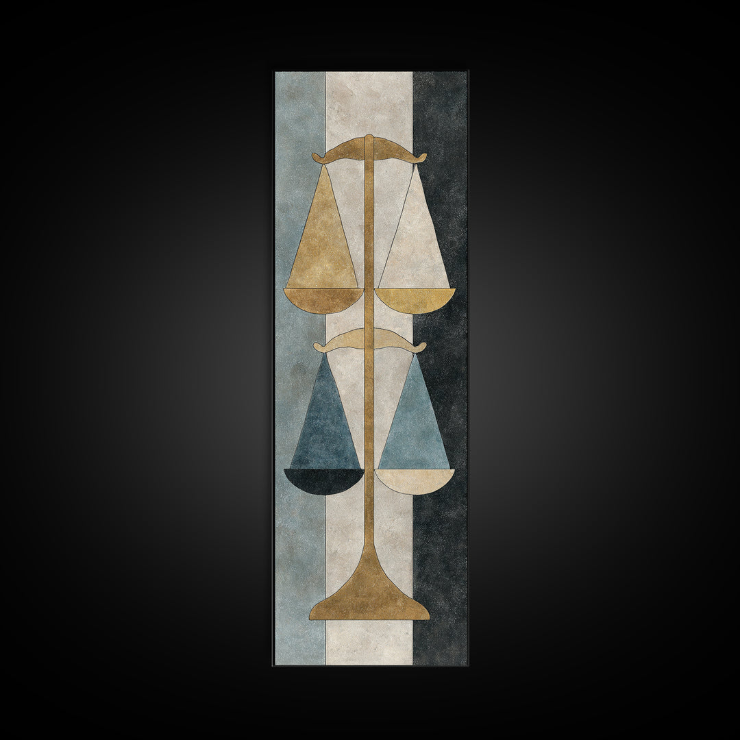 Classical Scales of Justice Framed Canvas Print, Law Office Art, Modern Decor, Office Decor, Fine Art, Counsel, Wall Decor, LOA-1x3-61
