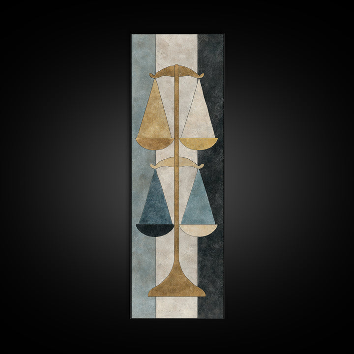 Classical Scales of Justice Framed Canvas Print, Law Office Art, Modern Decor, Office Decor, Fine Art, Counsel, Wall Decor, LOA-1x3-61