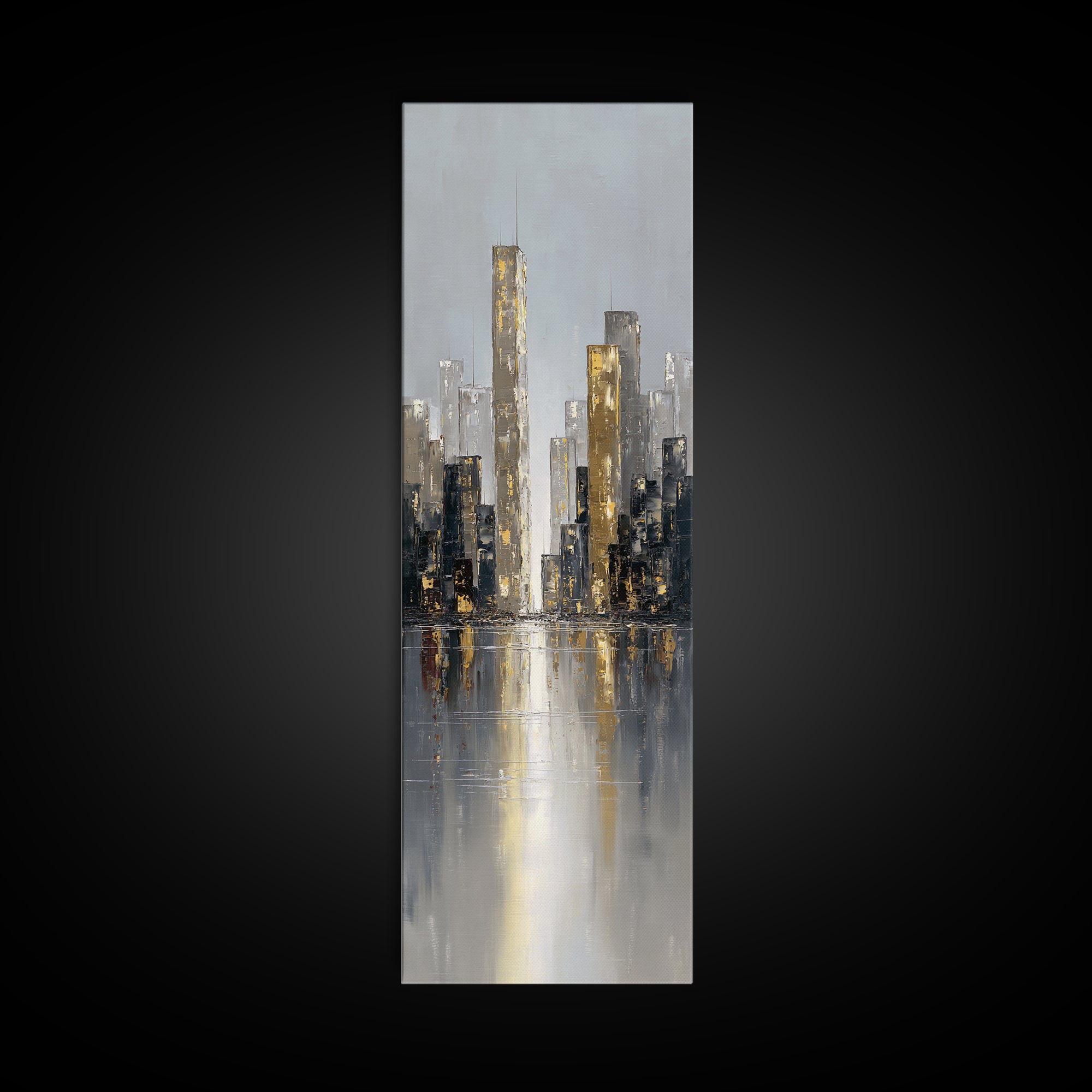 Quiet City Skyline Canvas Print, Law Office Art, Decor, Office Decor, Abstract Art, Counsel, Bookish Wall Art, LOA-1x3-72