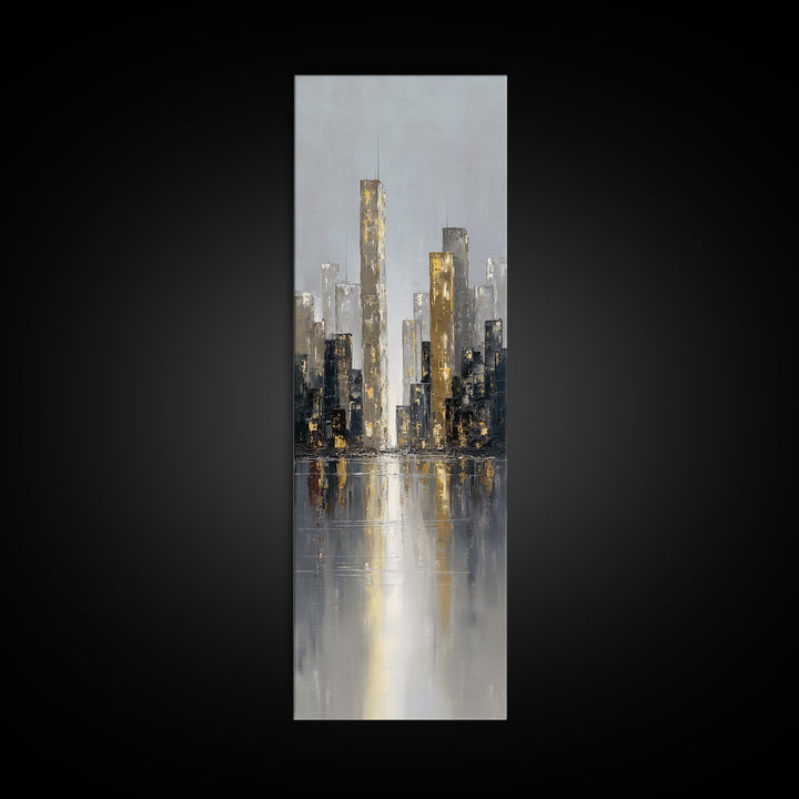 Quiet City Skyline Canvas Print, Law Office Art, Decor, Office Decor, Abstract Art, Counsel, Bookish Wall Art, LOA-1x3-72